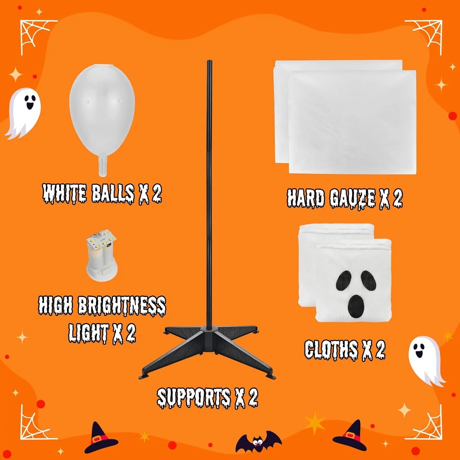 Halloween Decorations Outdoor Indoor Halloween Party Decorations Indoor,Spooky Ghost Decor with String Lights,Halloween Ghost Lights for Porches Yards Gardens Lawn 2 Pack