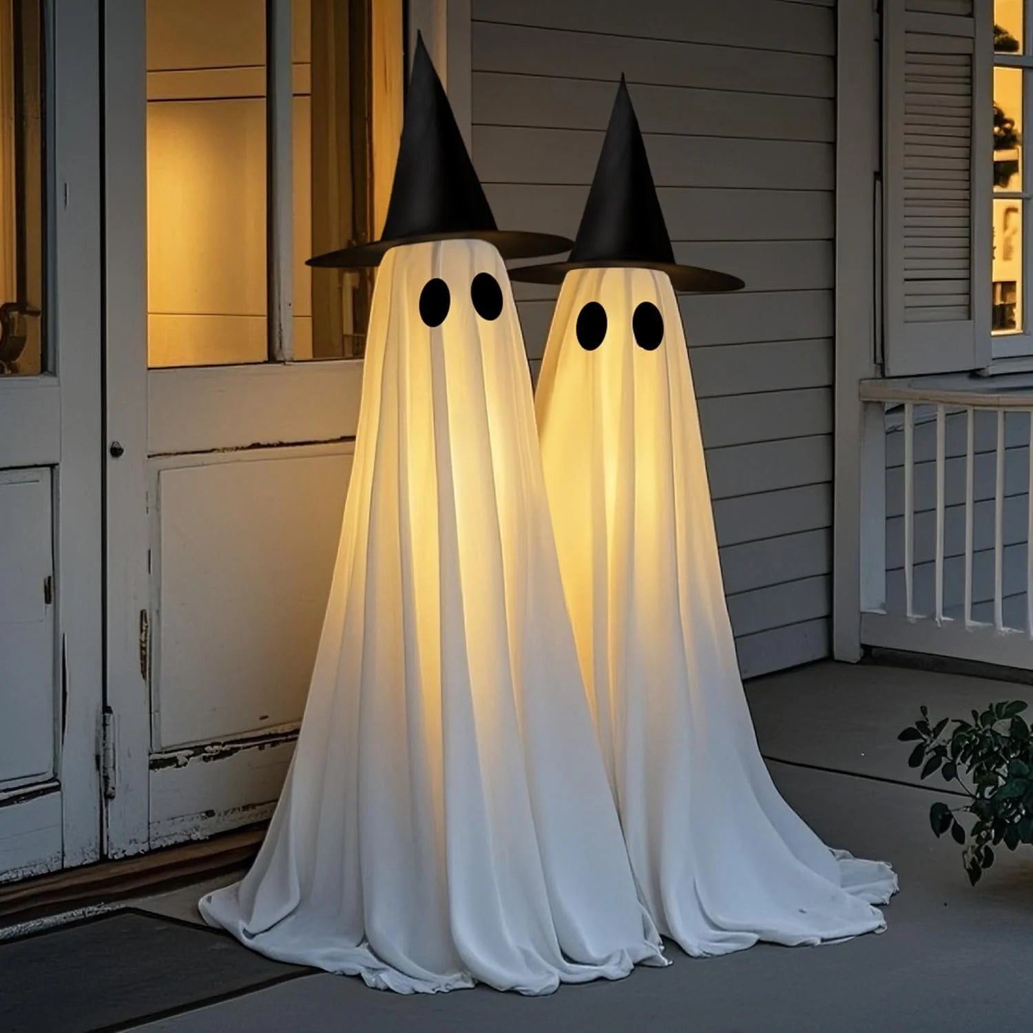 Halloween Decorations Outdoor Indoor Halloween Party Decorations Indoor,Spooky Ghost Decor with String Lights,Halloween Ghost Lights for Porches Yards Gardens Lawn 2 Pack