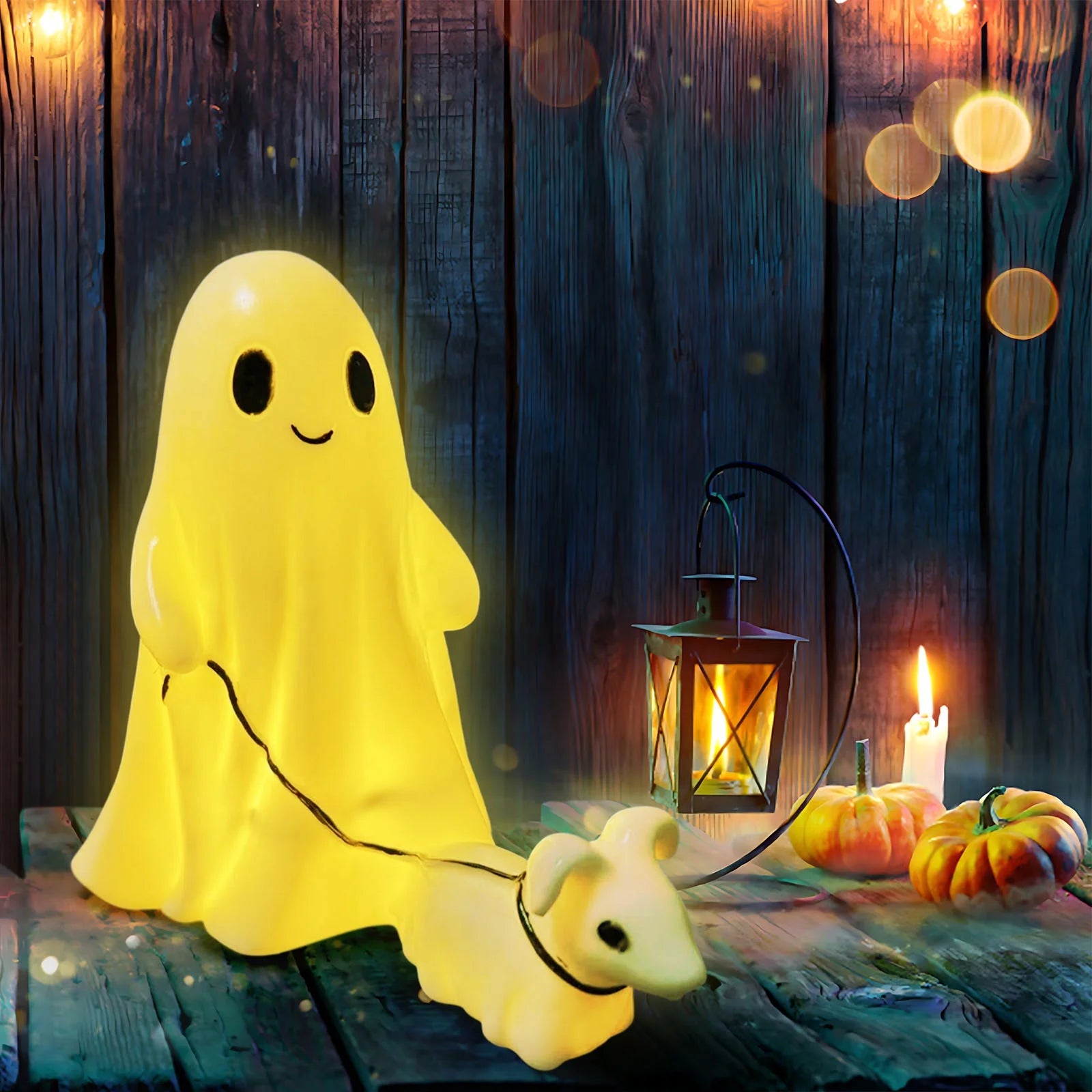 Clearance 2025!Ghost Walking Dog Statue, Ghost Walking Dog Statue,Ghost Walking His Ghost Dog Ghost Dog Statues Spooky Ghost Dog Figurine Home Tabletop Decorations, Figurines,Night Light,