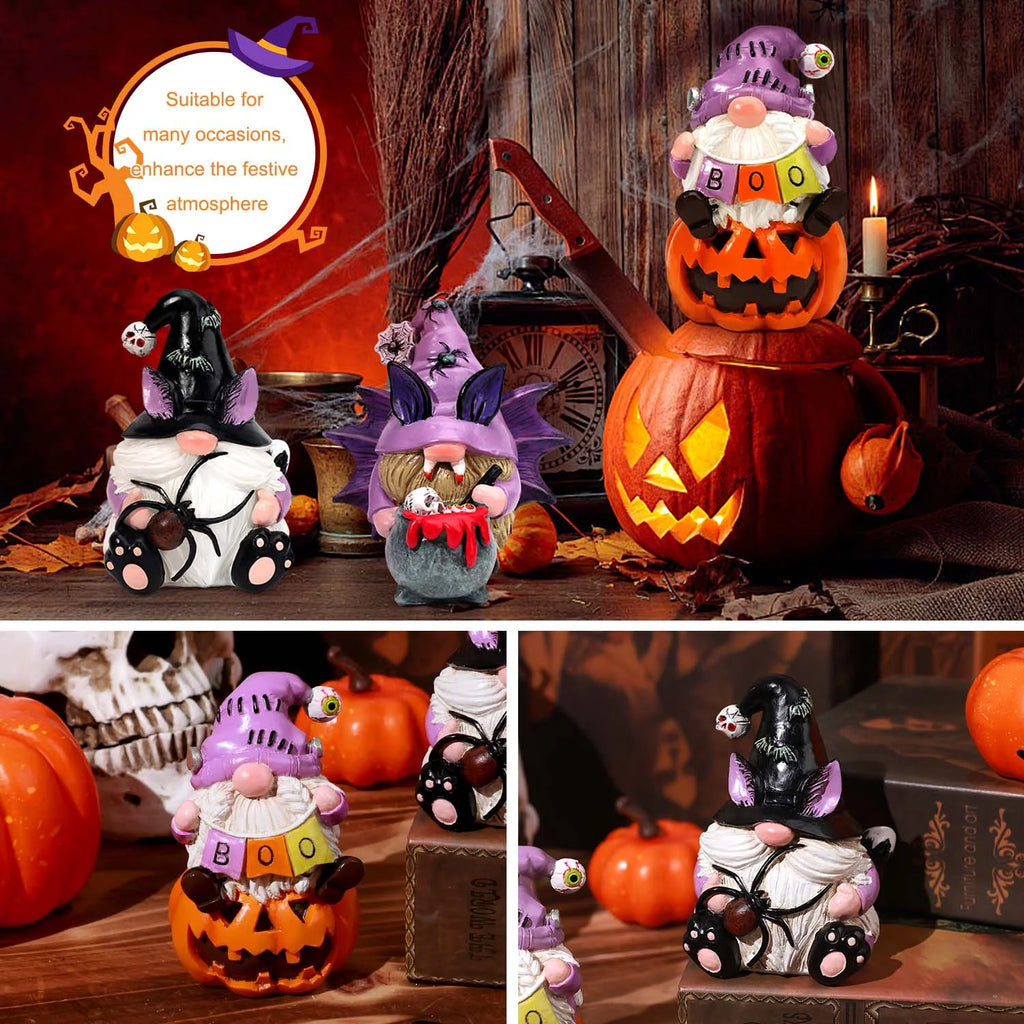 3Pcs Halloween Gnomes Decorations Halloween Gnomes Ornaments for Home Decor | Handmade Halloween Gifts | Resin |