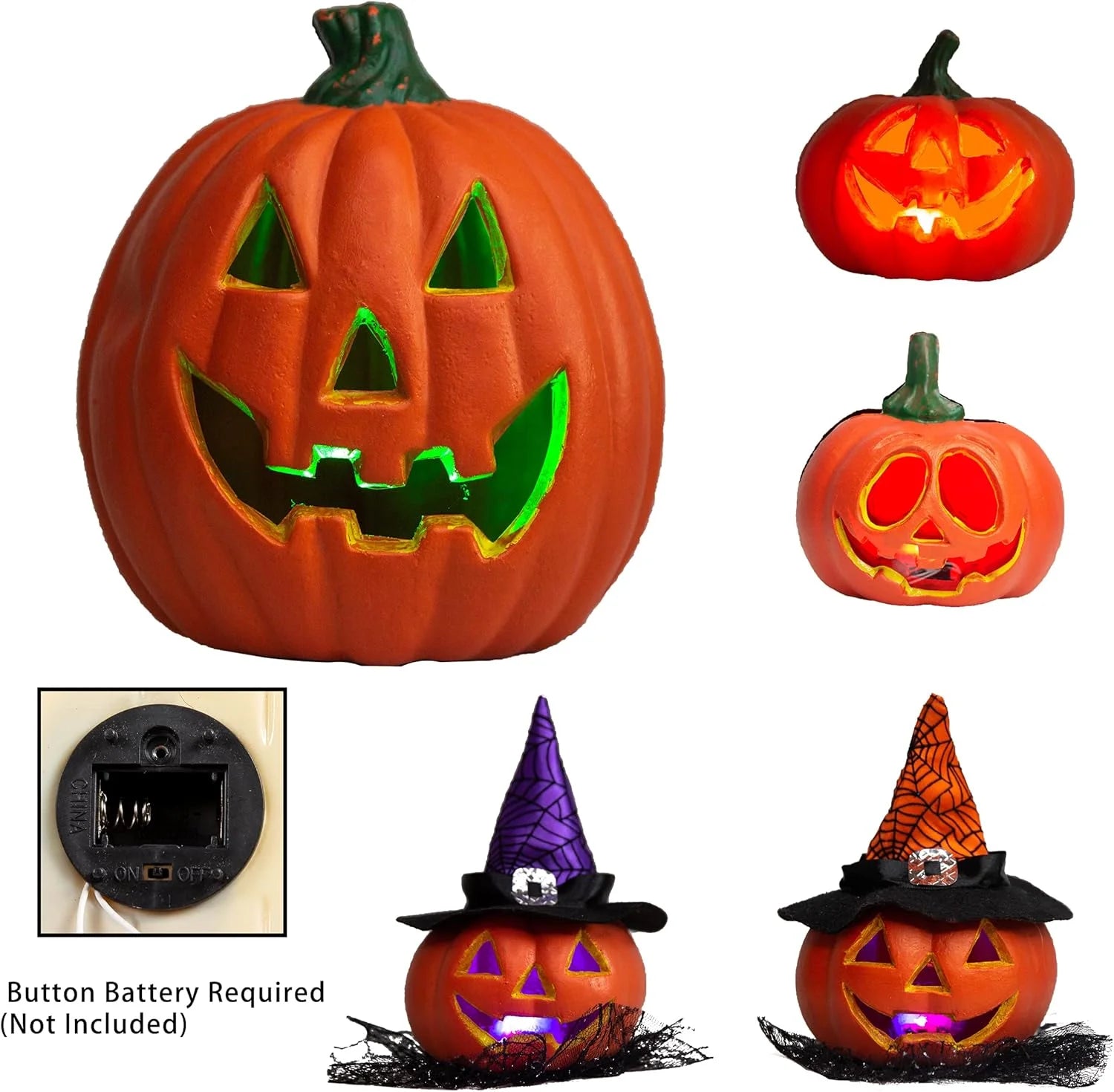 5 Pcs Halloween Decorations Outdoor Light up Pumpkins,Outdoor Halloween Lights,Jack O Lanterns Party Favors for Kids