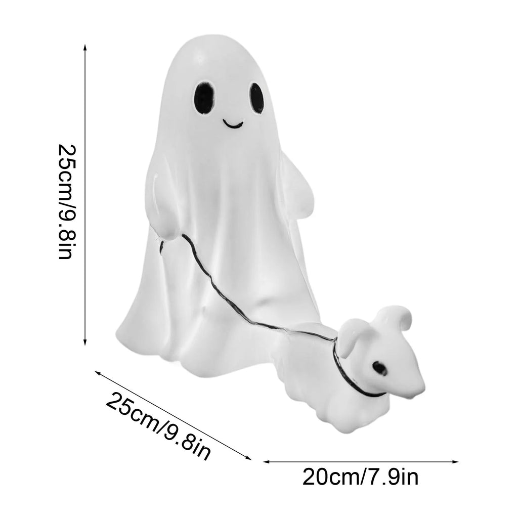 Clearance 2025!Ghost Walking Dog Statue, Ghost Walking Dog Statue,Ghost Walking His Ghost Dog Ghost Dog Statues Spooky Ghost Dog Figurine Home Tabletop Decorations, Figurines,Night Light,