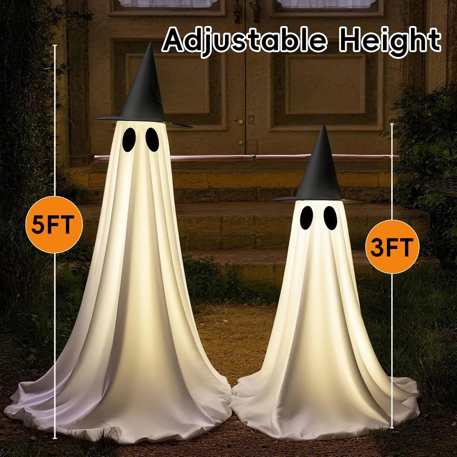 Halloween Decorations Outdoor Indoor Halloween Party Decorations Indoor,Spooky Ghost Decor with String Lights,Halloween Ghost Lights for Porches Yards Gardens Lawn 2 Pack