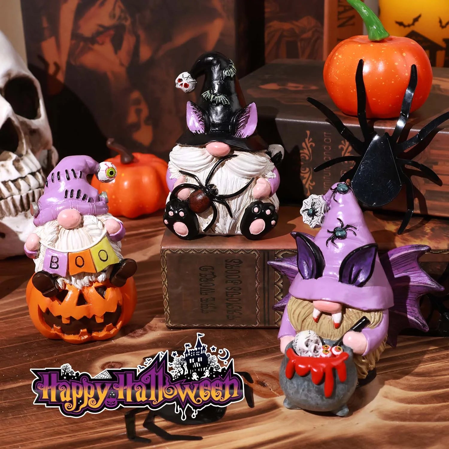3Pcs Halloween Gnomes Decorations Halloween Gnomes Ornaments for Home Decor | Handmade Halloween Gifts | Resin |