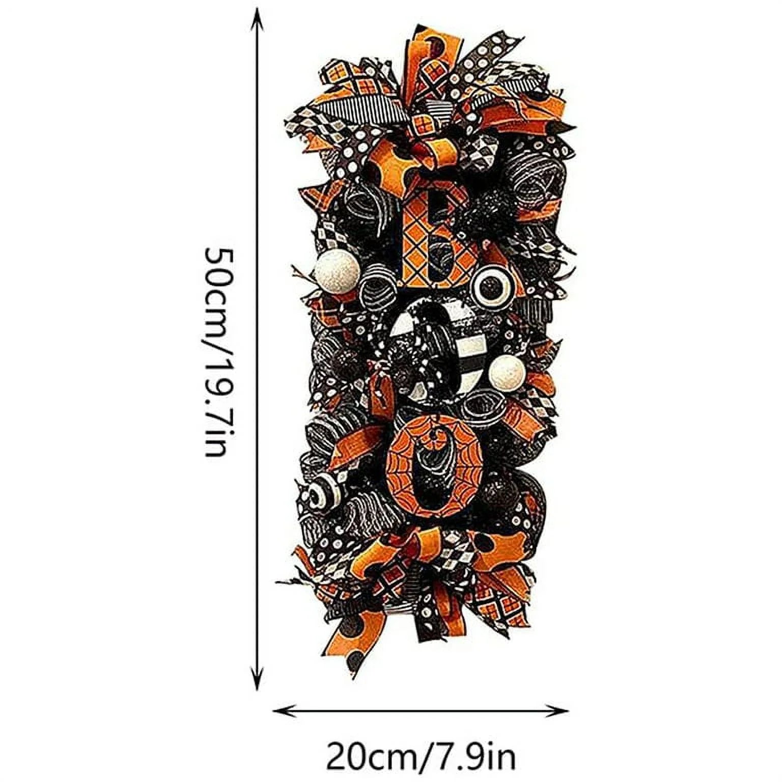 Halloween Wreath for Front Door, 19.7" Horror Pumpkin Fall Wreath, Halloween Wreath Pumpkin Door Wreath,Artificial Maple, Pumpkin Wreath for Halloween Decorations