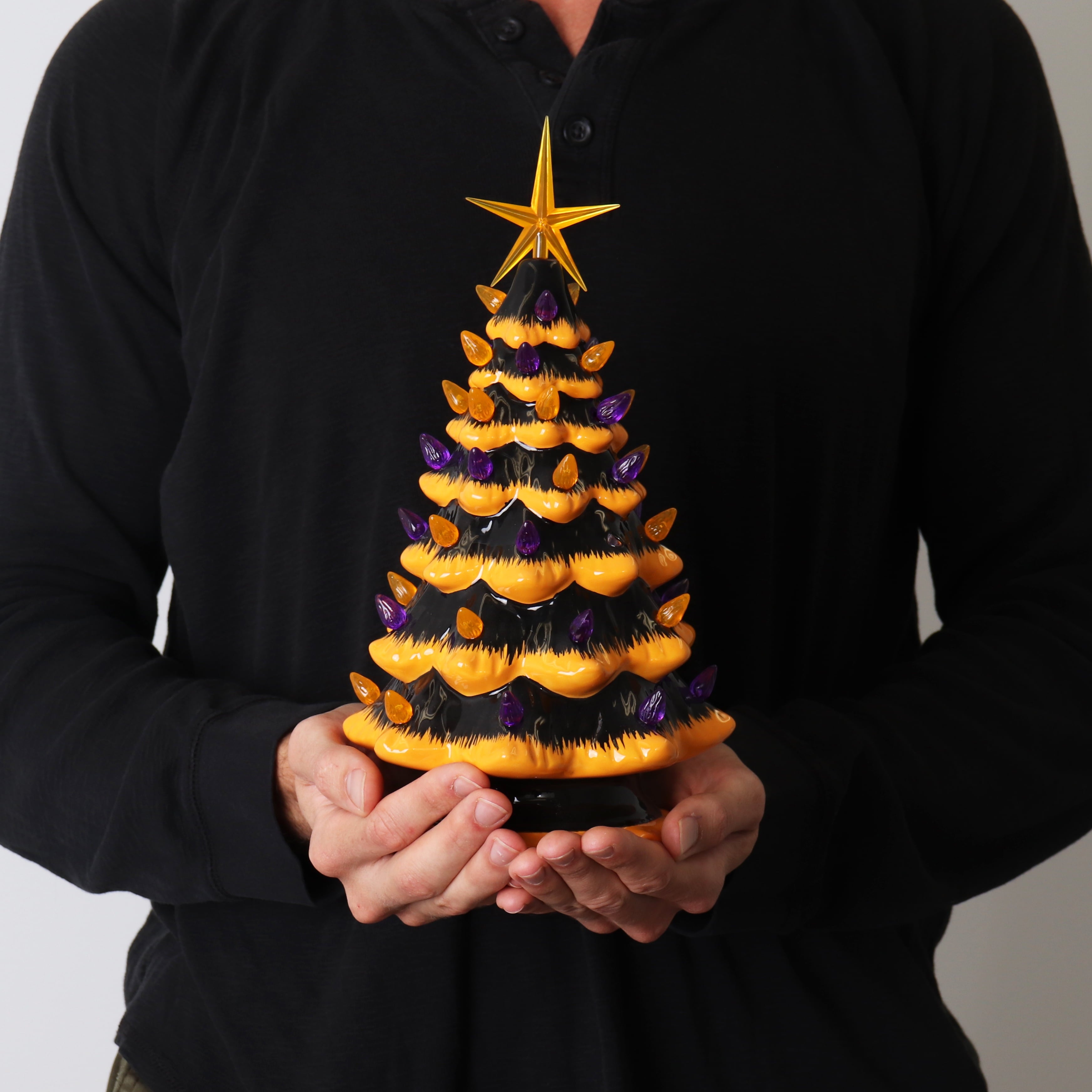 Halloween Ceramic Lighted Christmas Tree - Halloween Decoration